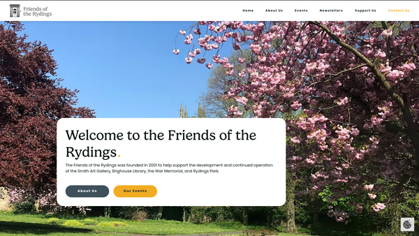Screenshot of the The Friends Of The Rydings Park, Library, Art Gallery And War Memorial website
