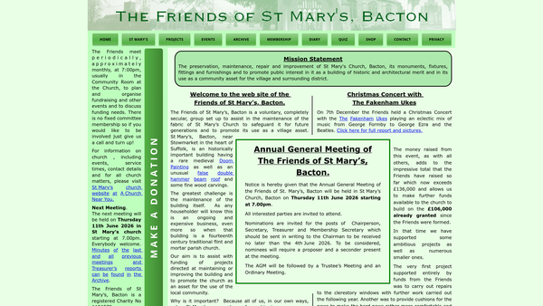 Screenshot of the The Friends Of St Mary's Bacton website