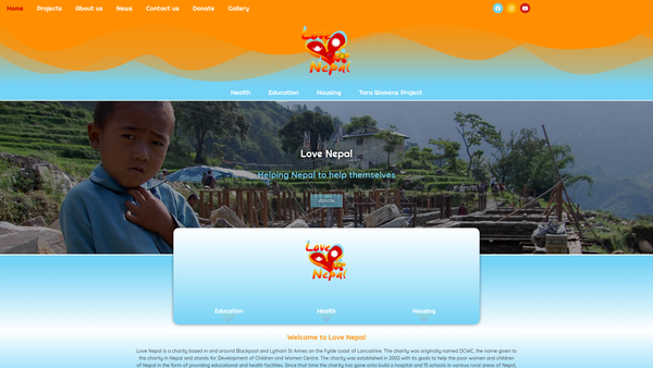 Screenshot of the Love Nepal website