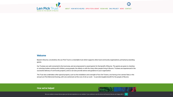 Screenshot of the The Len Pick Trust website