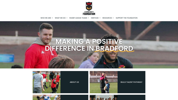 Screenshot of the The Bradford Bulls Foundation website