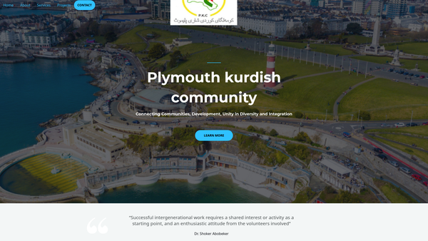 Screenshot of the Devon and Cornwall Kurdish Community website