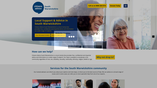 Screenshot of the Citizens Advice South Warwickshire website