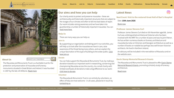 Screenshot of the The Mausolea And Monuments Trust website