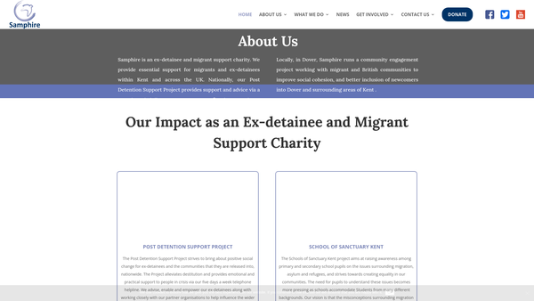 Screenshot of the Samphire website