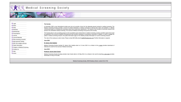 Screenshot of the Medical Screening Society website