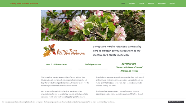 Screenshot of the Surrey Tree Warden Network website