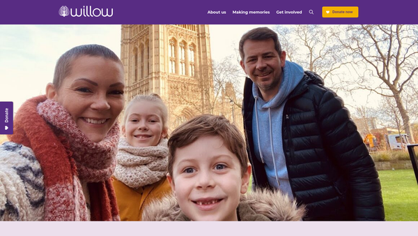 Screenshot of the Willow Foundation website