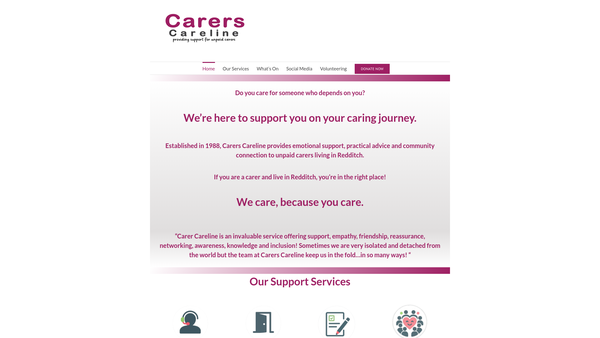 Screenshot of the Carers Careline website