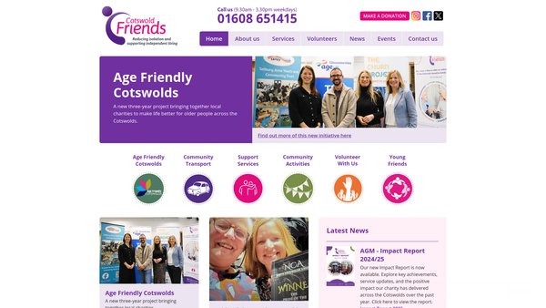 Screenshot of the Cotswold Friends website