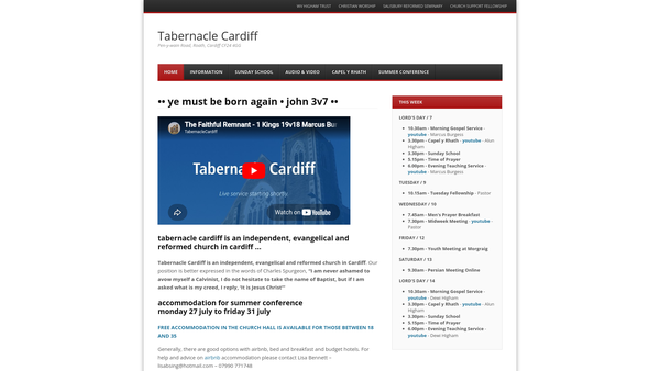 Screenshot of the Tabernacle Cardiff website
