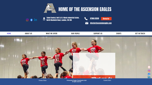 Screenshot of the Ascension Eagles Cheerleaders website