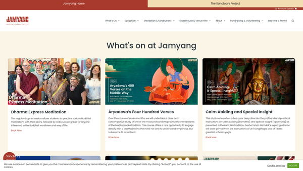Screenshot of the Jamyang Buddhist Centre website