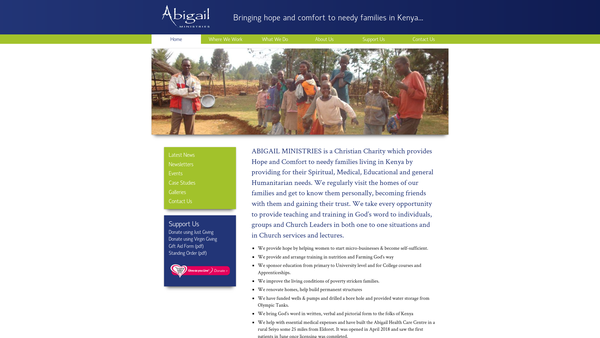 Screenshot of the Abigail Ministries website