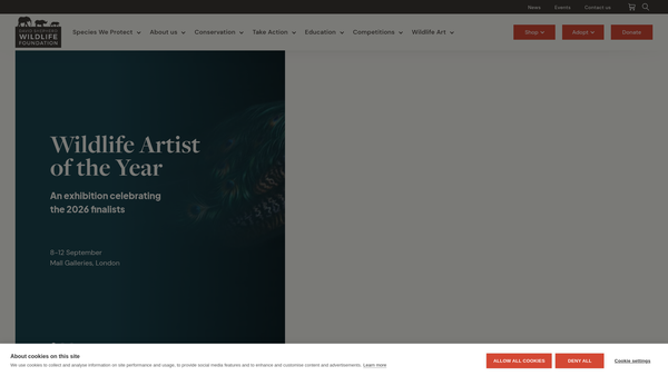 Screenshot of the The David Shepherd Wildlife Foundation website