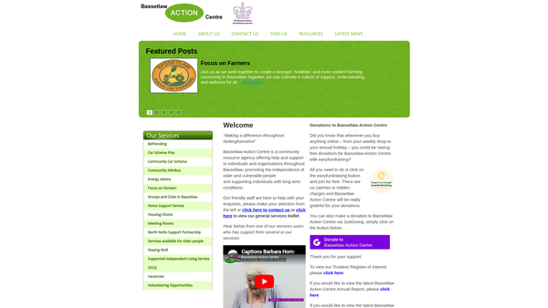 Screenshot of the Bassetlaw Action Centre website