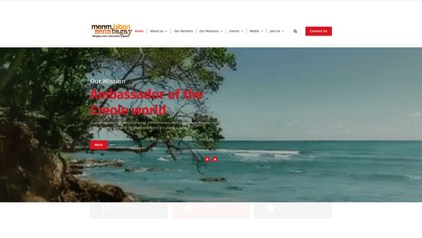 Screenshot of the Menm Biten Menm Bagay - The French Caribbean Association website