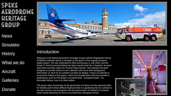 Screenshot of the Speke Aerodrome Heritage Group website