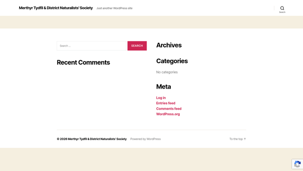 Screenshot of the The Merthyr Tydfil And District Naturalists' Society website