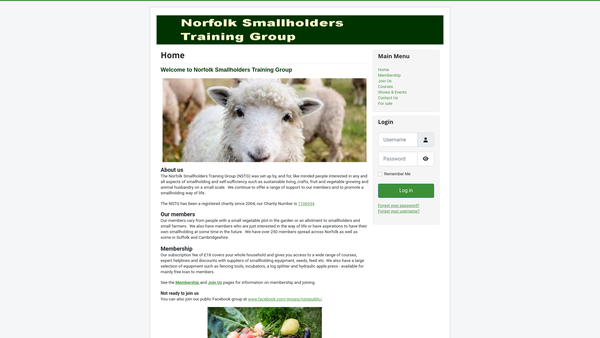 Screenshot of the Norfolk Smallholders' Training Group website