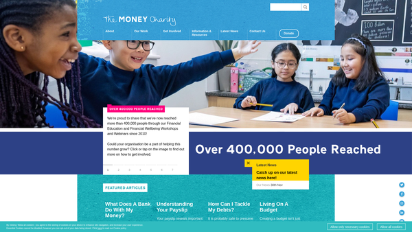 Screenshot of the The Money Charity website