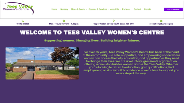 Screenshot of the Teesvalley Womens Centre Limited website
