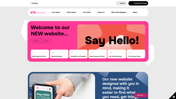 Screenshot of the Magenta Living website