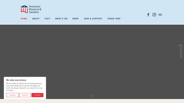 Screenshot of the American Museum & Gardens website