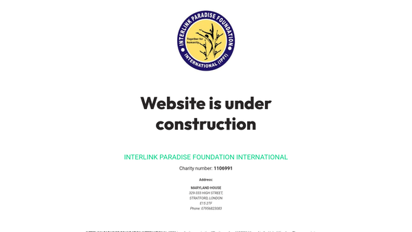 Screenshot of the Interlink Paradise Foundation International website