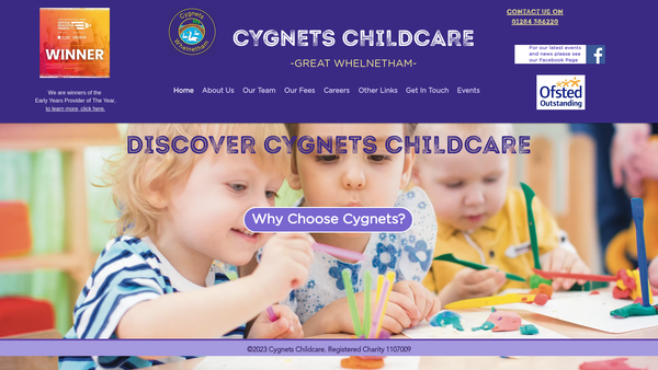 Screenshot of the Cygnets (Whelnetham) website