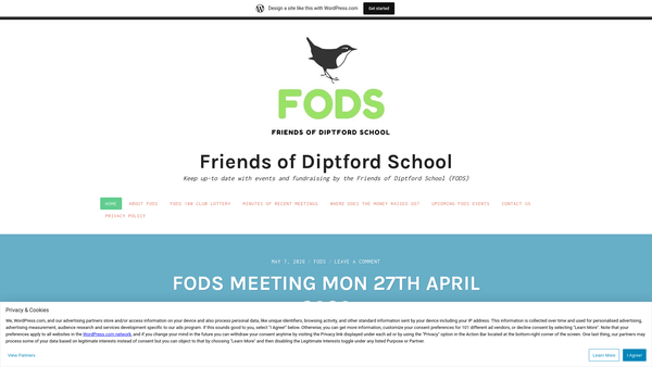 Screenshot of the Friends Of Diptford School website
