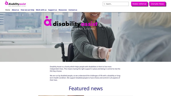 Screenshot of the Disability Assist for Independent Living website