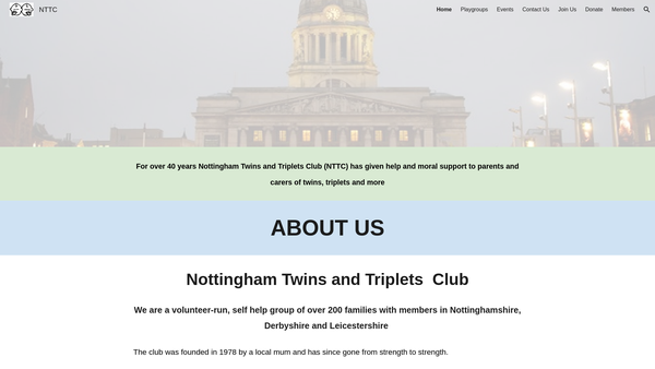 Screenshot of the Nottingham Twins & Triplets Club website