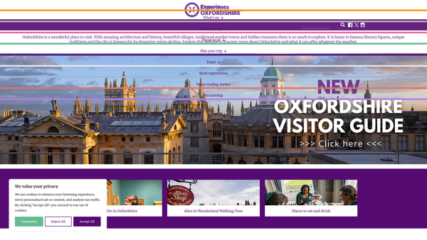 Screenshot of the Experience Oxfordshire Charitable Trust website