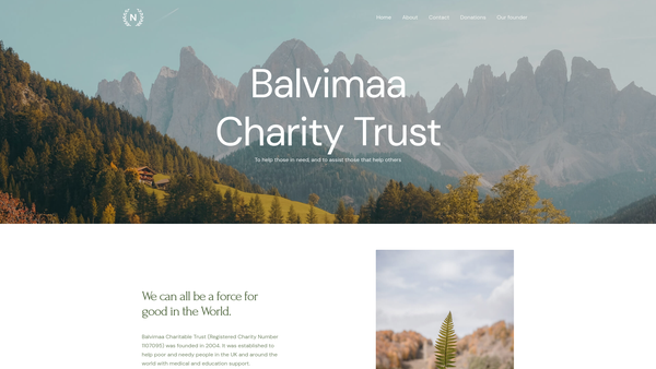 Screenshot of the Balvimaa Charity Trust website