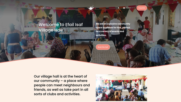 Screenshot of the Efail Isaf Village Hall website