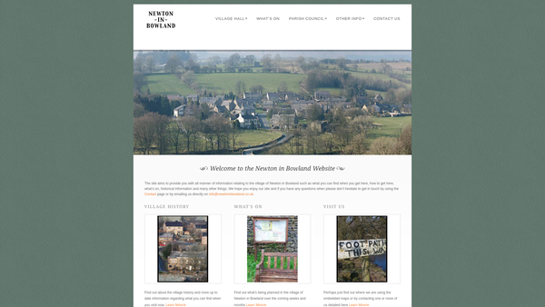 Screenshot of the Newton Village Hall website