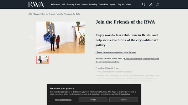 Screenshot of the The Friends Of The Royal West Of England Academy website