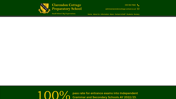 Screenshot of the Clarendon Cottage School Parents, Teachers & Families Association website