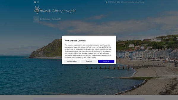 Screenshot of the Mind Aberystwyth website