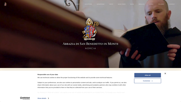 Screenshot of the Friends Of San Benedetto, Norcia website