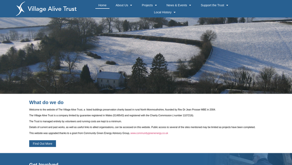 Screenshot of the The Village Alive Trust website