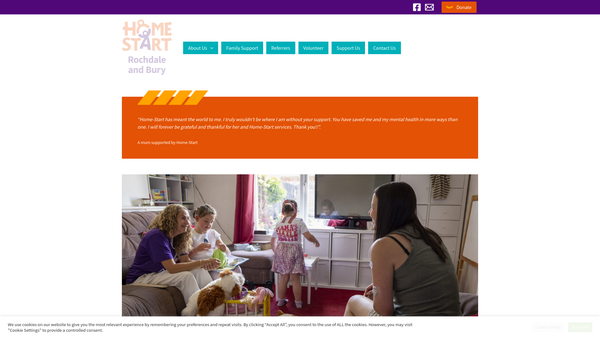 Screenshot of the Home-Start Rochdale and Bury website