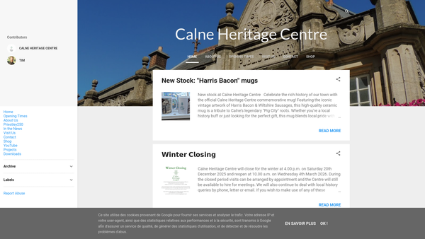 Screenshot of the Calne Heritage Centre Trust website