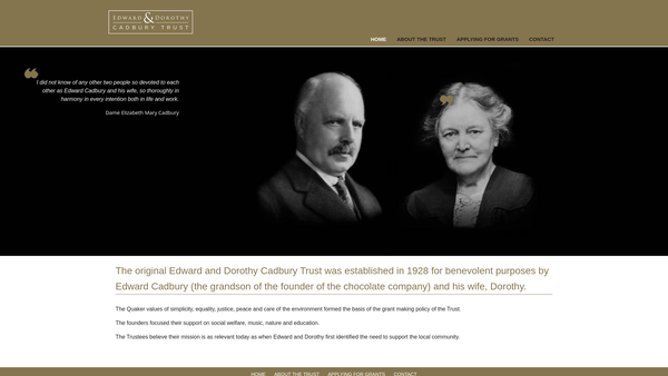 Screenshot of the The Edward And Dorothy Cadbury Trust website