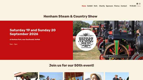 Screenshot of the Henham Steam Rally Limited website