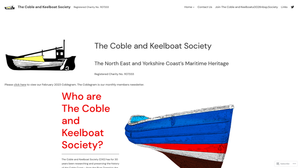 Screenshot of the The Coble And Keelboat Society website