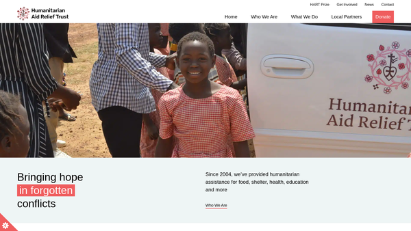 Screenshot of the Humanitarian Aid Relief Trust website
