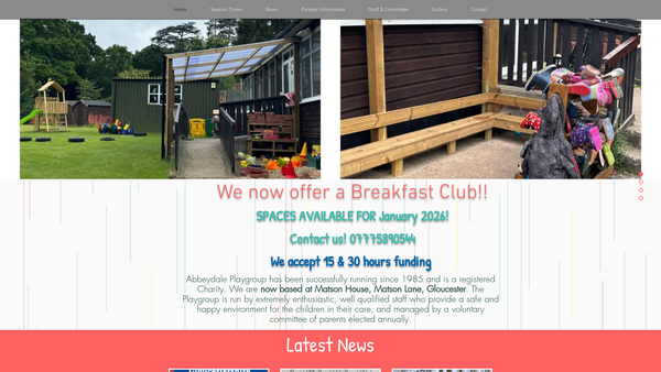 Screenshot of the Abbeydale Playgroup website