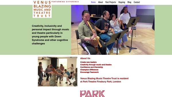 Screenshot of the Venus Blazing Music Trust website
